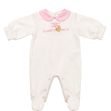 Elisabetta Franchi La Mia Bambina Tutina Avorio e Marshmallow con Logo Lucchetto Ricamato per Neonate