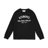 Iceberg Kids T-shirt Maniche Lunghe Nera con Stampa Logo per Bambini