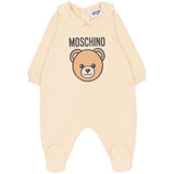 Moschino Kids Tutina Beige con Stampa Logo Teddy per Neonati