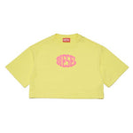 Diesel Kids T-shirt Gialla Cropped con Logo Puffy Print per Bambine