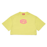 Diesel Kids T-shirt Gialla Cropped con Logo Puffy Print per Bambine