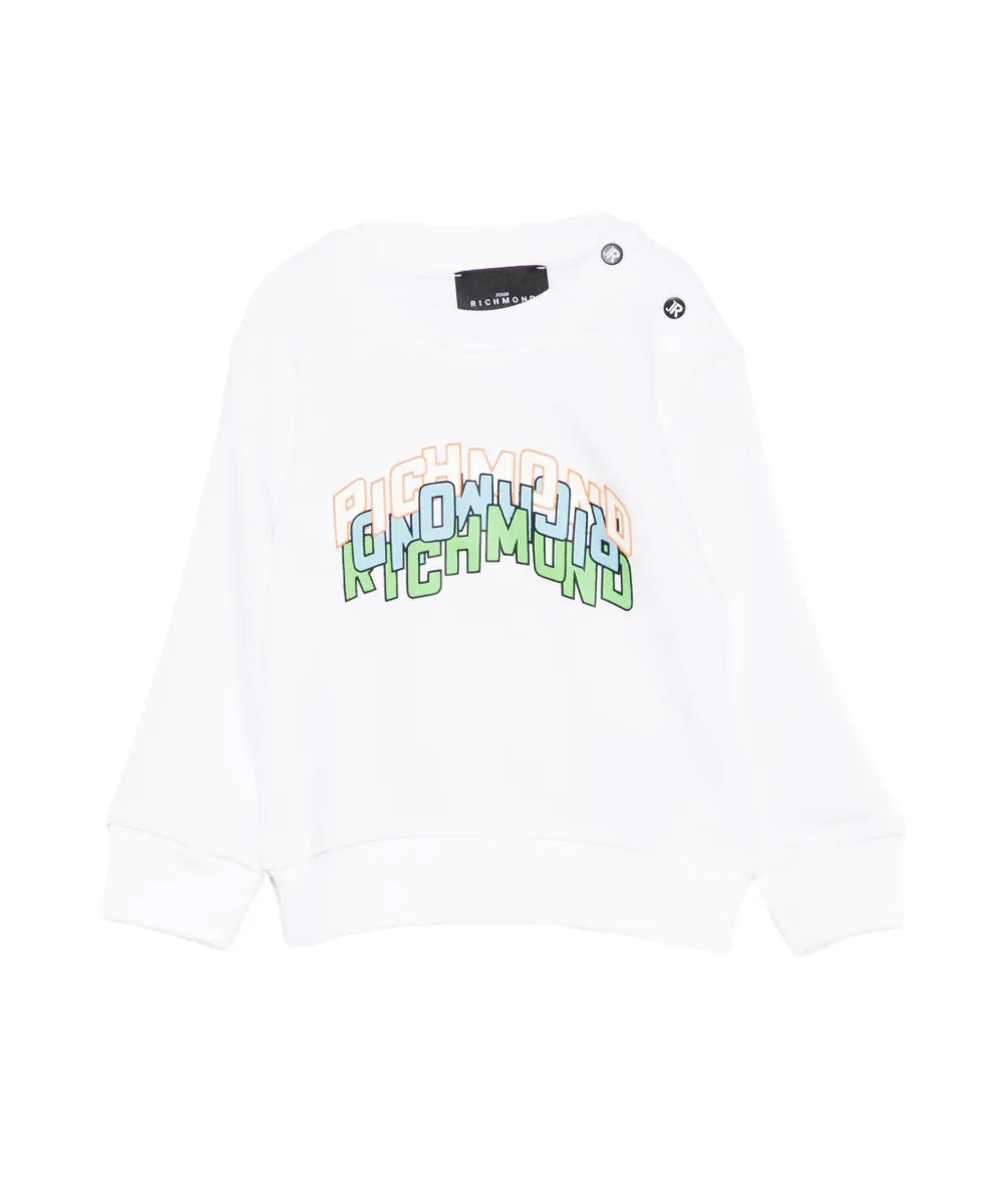 John Richmond Kids Felpa Bianco con Logo per Neonati