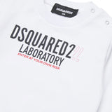 Dsquared2 Kids Felpa Bianca  con Bottoni per Apertura Spalla e Stampa Logo Frontale per Neonati
