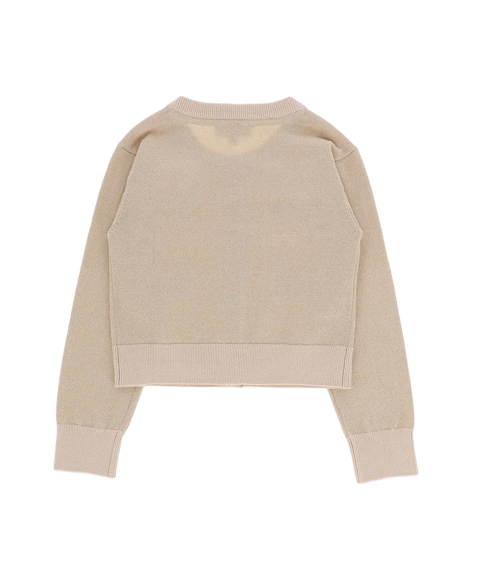 Angel's Face Cardigan Biscotto con Tasche e Dettagli Oro per Bambine
