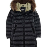 Blauer Kids Giubbino Lungo Nero con Cappuccio in Pelliccia KRISTIN JUNIOR per Bambine
