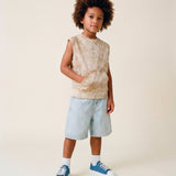 Msgm Kids Canotta in Felpa Beige Sfumato con Tasca per Bambini