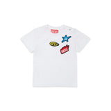 Diesel Kids T-shirt Bianca con Applicazioni Patch Unisex per Neonati