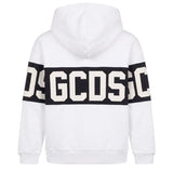 Gcds Kids Felpa Bianco con Banda Logata Nero Unisex