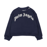 Palm Angels Kids Felpa Blu con Logo per Neonati