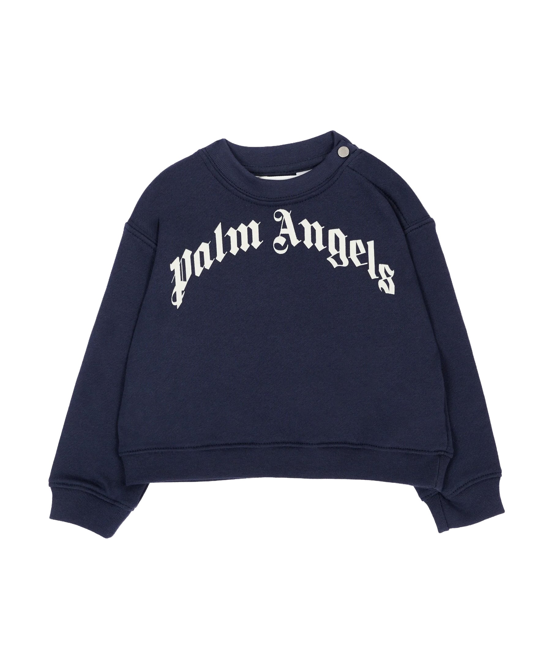 Palm Angels Kids Felpa Blu con Logo per Neonati