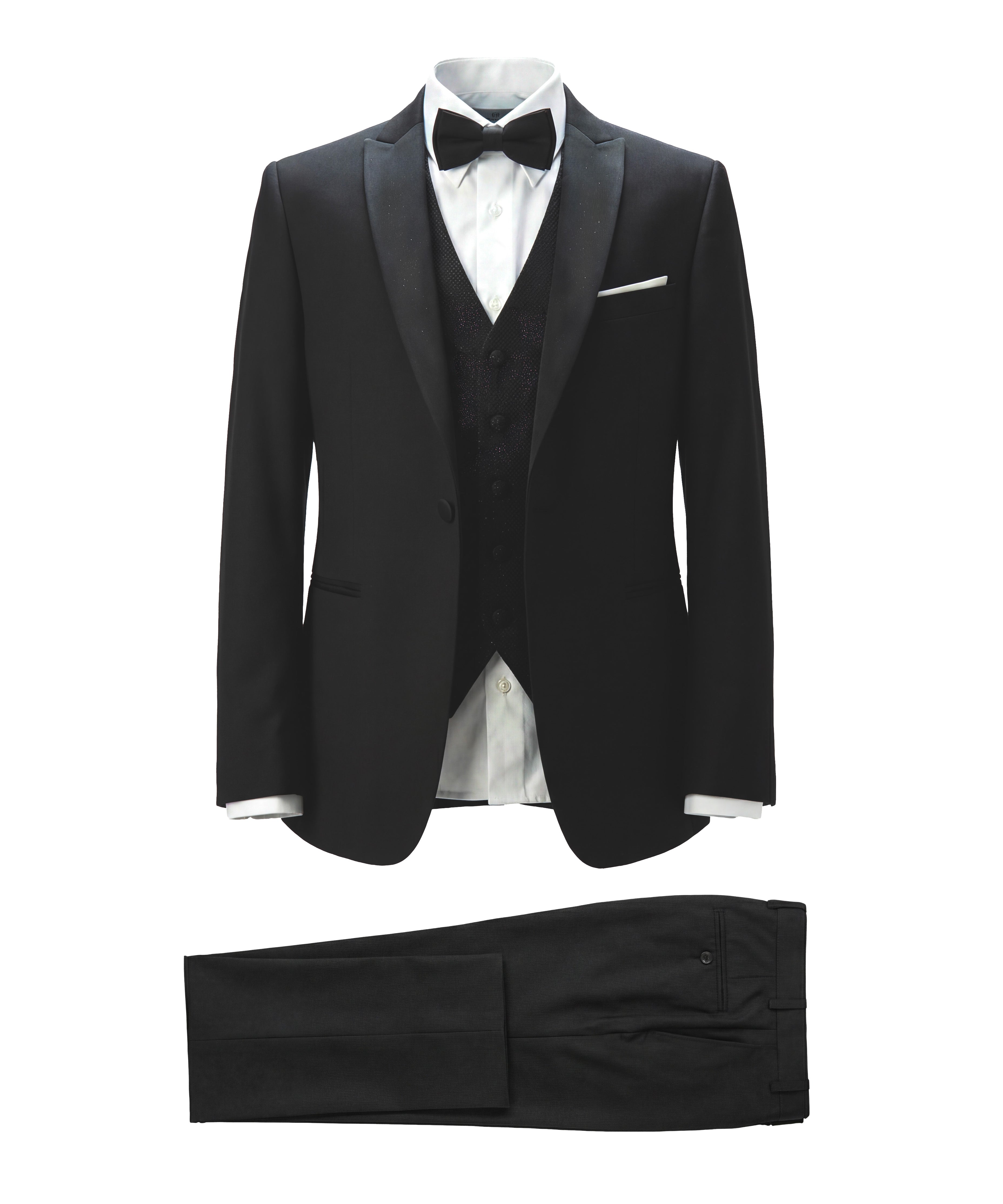 Alessandro Martinez Smoking Nero con Rever Satinato per Bambini