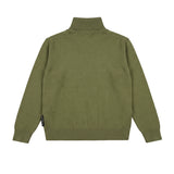 John Richmond Kids Maglione a Collo Alto Verde Militare con Placca Logo Nera per Bambini