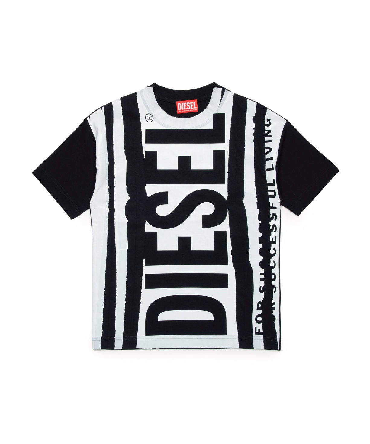 Diesel Kids T-shirt Nera/Bianca con Logo Interrupted per Bambini