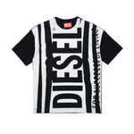 Diesel Kids T-shirt Nera/Bianca con Logo Interrupted per Bambini