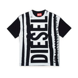 Diesel Kids T-shirt Nera/Bianca con Logo Interrupted per Bambini