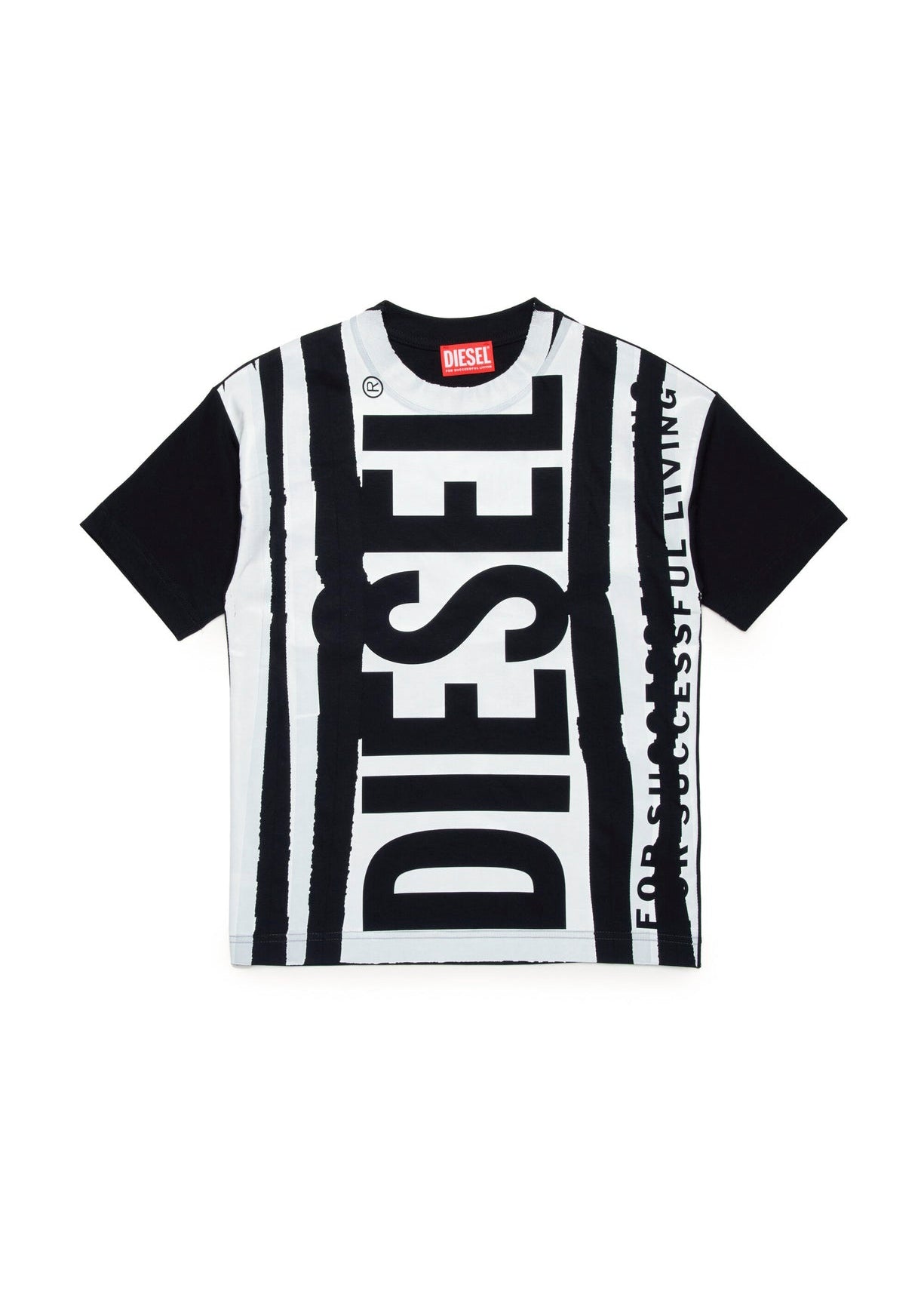 Diesel Kids T-shirt Nera/Bianca con Logo Interrupted per Bambini