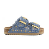 Colors of California Kids Sandalo Denim Doppia Fascia con Strass per Bambine