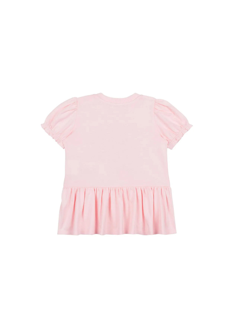 Moschino Kids Abito Rosa con Stampa e Ruches per Neonate