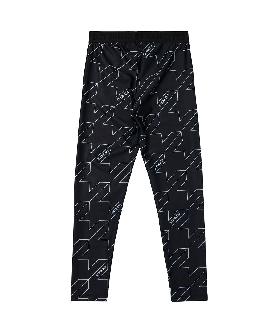 Iceberg Kids Leggings Neri con Macro Pied-de Poule per Bambine (retro)