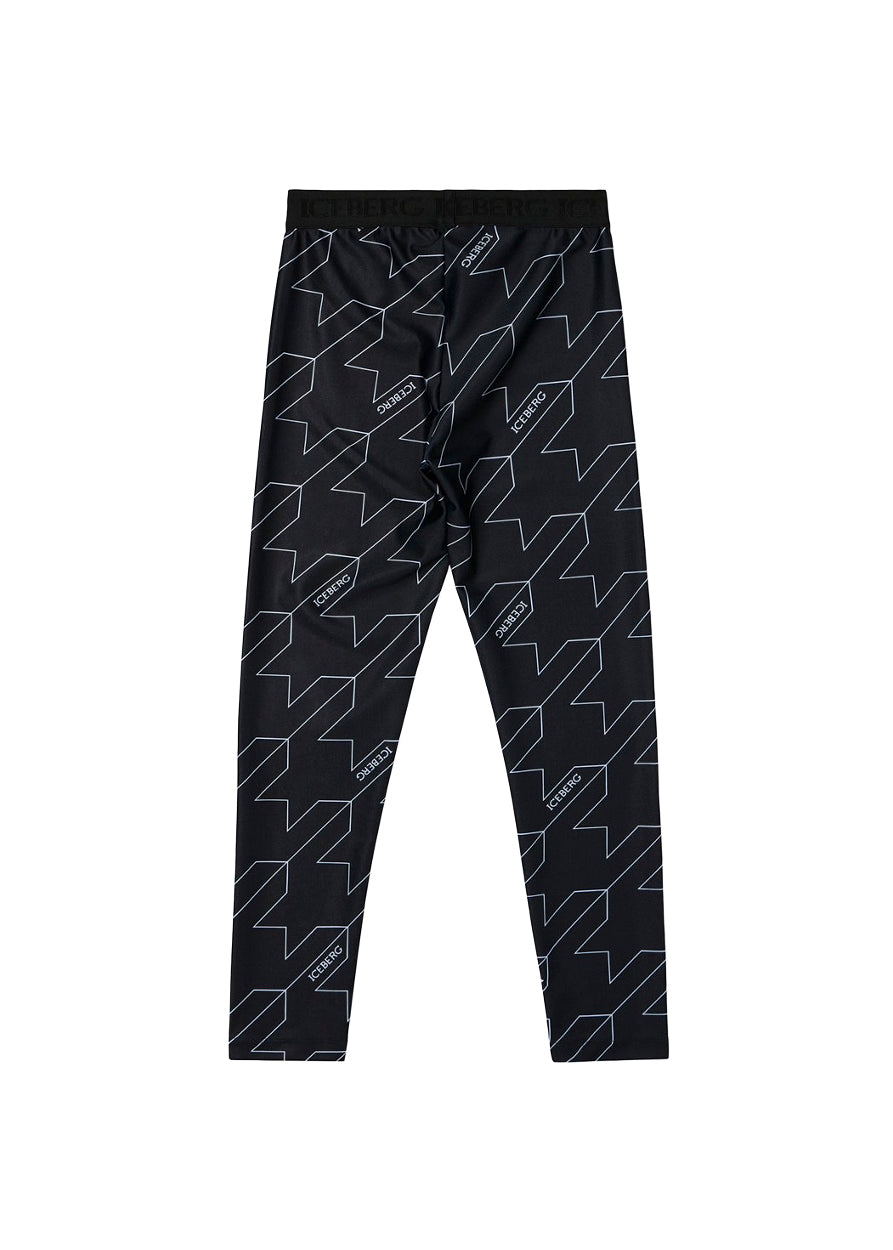 Iceberg Kids Leggings Neri con Macro Pied-de Poule per Bambine (retro)