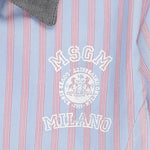 Msgm Kids Abito Fantasia a Righe Celeste e Blu con Logo Ricamato per Bambine
