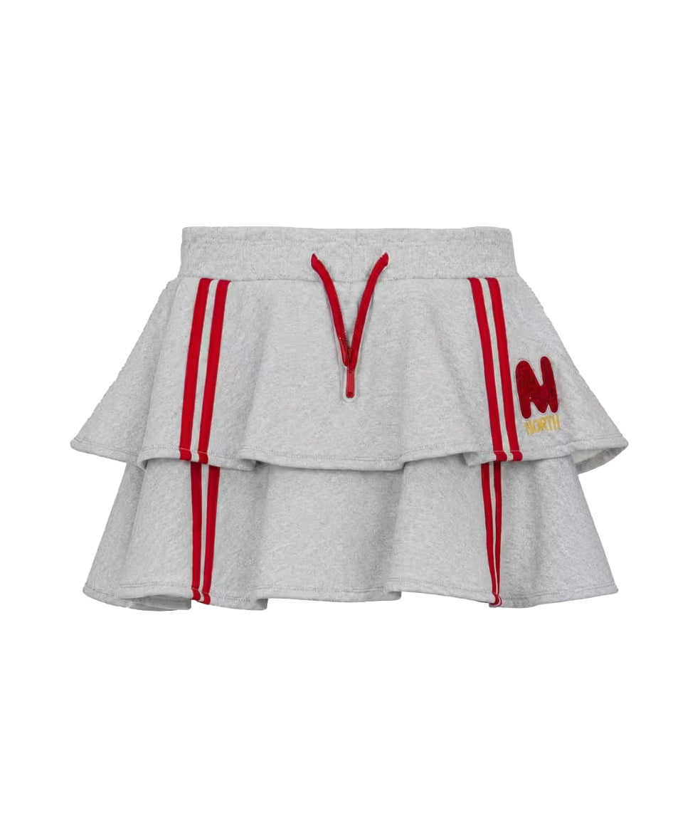 MSGM Kids Gonna Grigio con Strisce Rosso per Bambine