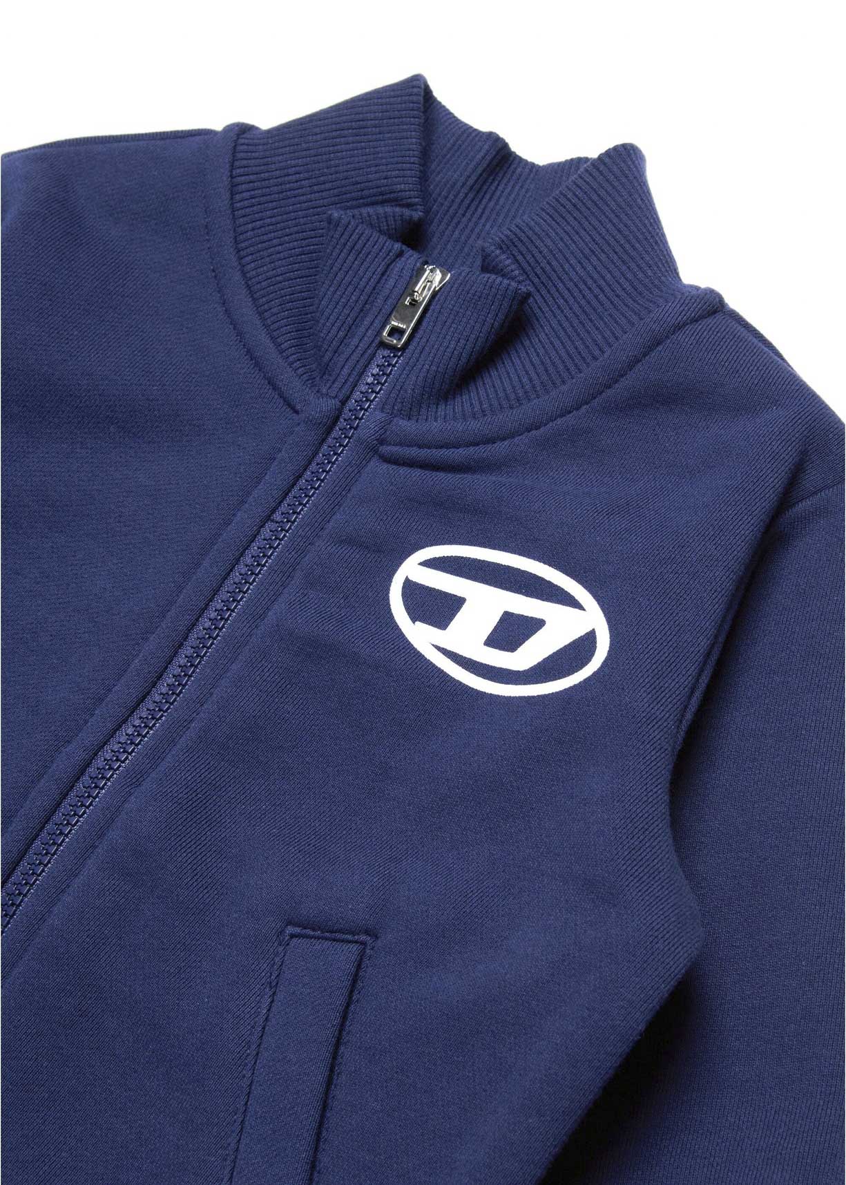 Diesel Kids Felpa Blu con Zip con Oval D (dettaglio)