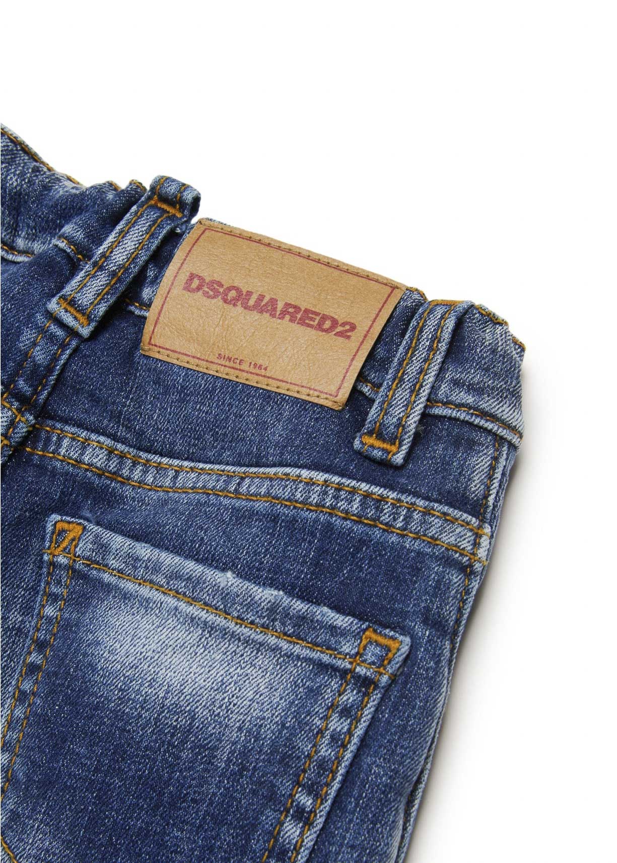 Dsquared2 Kids Jeans Denim Sfumato per Neonati (dettaglio)