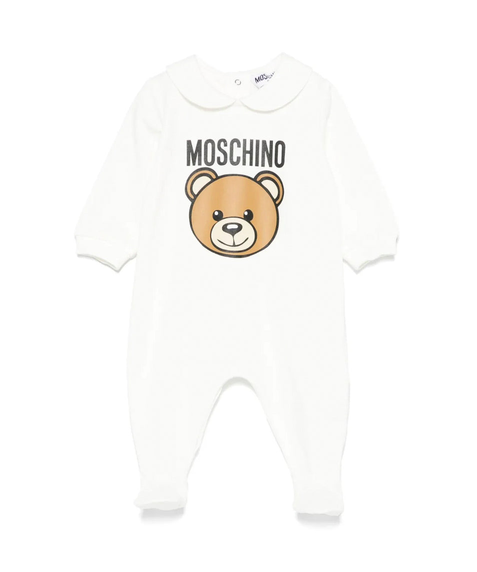 Moschino Kids Tutina Panna con Logo Teddy Bear per Neonati