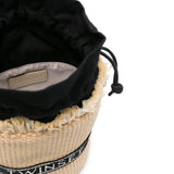 Twinset Kids Borsa a Secchiello Effetto Rafia con Logo