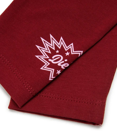 Diesel Kids Leggins Bordeaux con Logo per Neonate