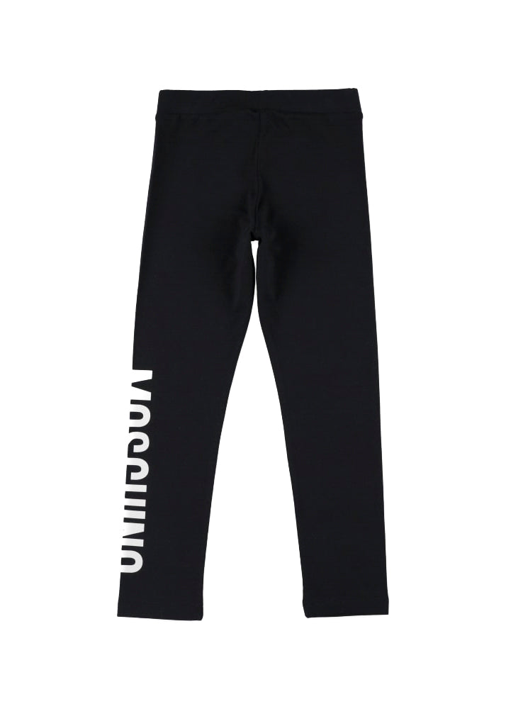 Moschino Kids Leggings Neri con Logo per Bambine (retro)