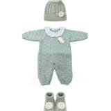 Marlù Set Tutina+Scarpine+Cappello Verde Lichene e Vaniglia Unisex