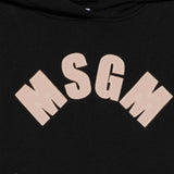 MSGM Kids Felpa con Cappuccio Nero con Logo Cammello per Bambine