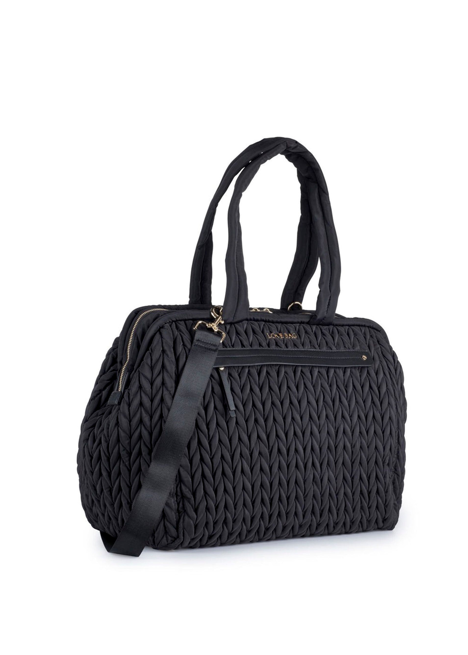 Love Bag Borsa Mamma Ovale Nera Intrecciata