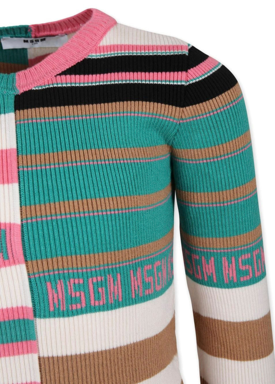 MSGM Kids Abito Tubino Multicolor in Maglia per Bambine