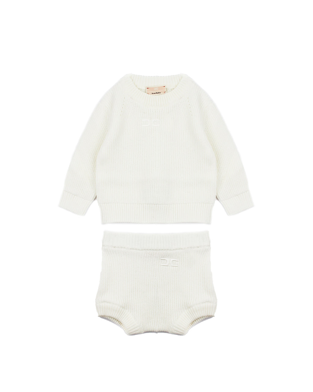 Elisabetta Franchi La Mia Bambina T-shirt con Culotta Panna con Logo per Neonate