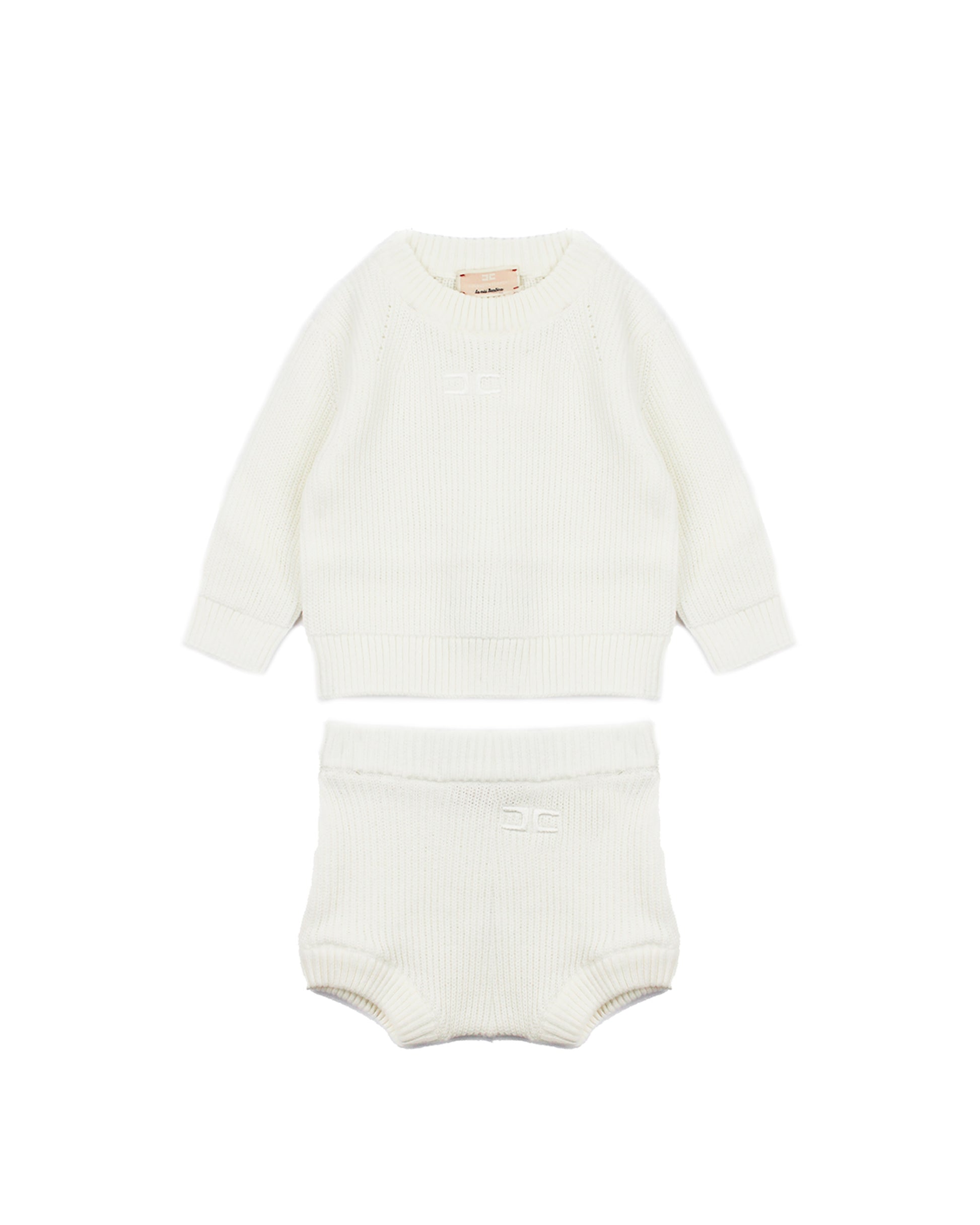 Elisabetta Franchi La Mia Bambina T-shirt con Culotta Panna con Logo per Neonate