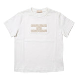 Elisabetta Franchi La Mia Bambina T-Shirt Avorio con Logo Oro per Neonate
