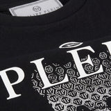 Philipp Plein Kids T-shirt Nera in Cotone con Stampa Teddy Bear Monogram e Logo per Bambine