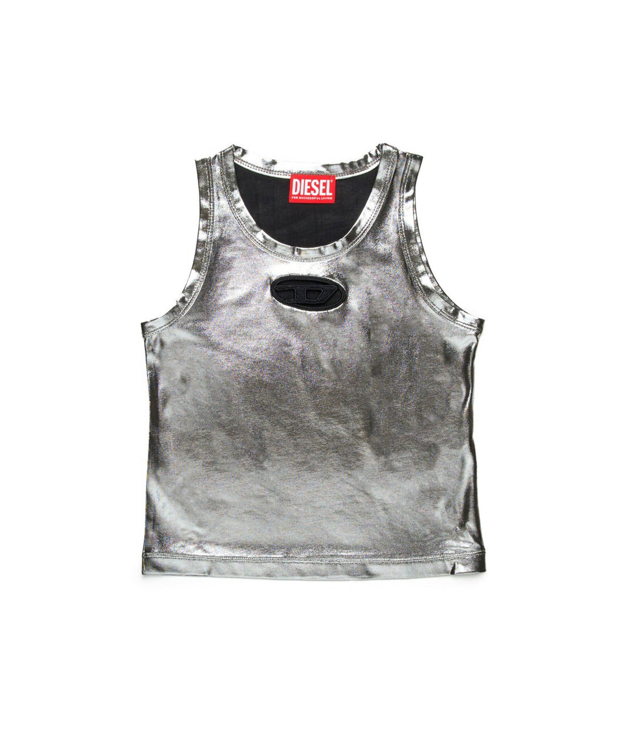 Diesel Kids Top Argento Metallizzato con Oval D per Bambine
