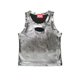 Diesel Kids Top Argento Metallizzato con Oval D per Bambine