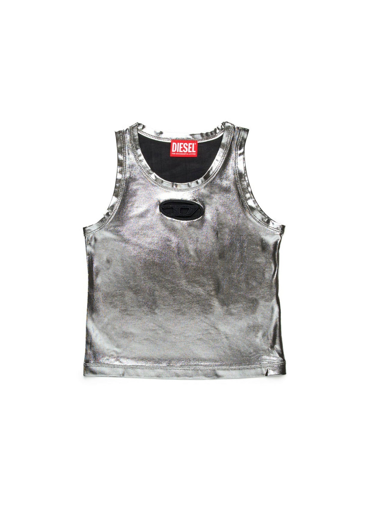 Diesel Kids Top Argento Metallizzato con Oval D per Bambine