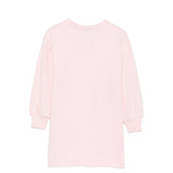 Moschino Kids Vestito Rosa in Felpa con Stampa Teddy Bear e Logo per Bambine