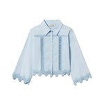 Twinset Kids Camicia Cielo con Inserti in Pizzo per Bambine