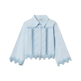 Twinset Kids Camicia Cielo con Inserti in Pizzo per Bambine