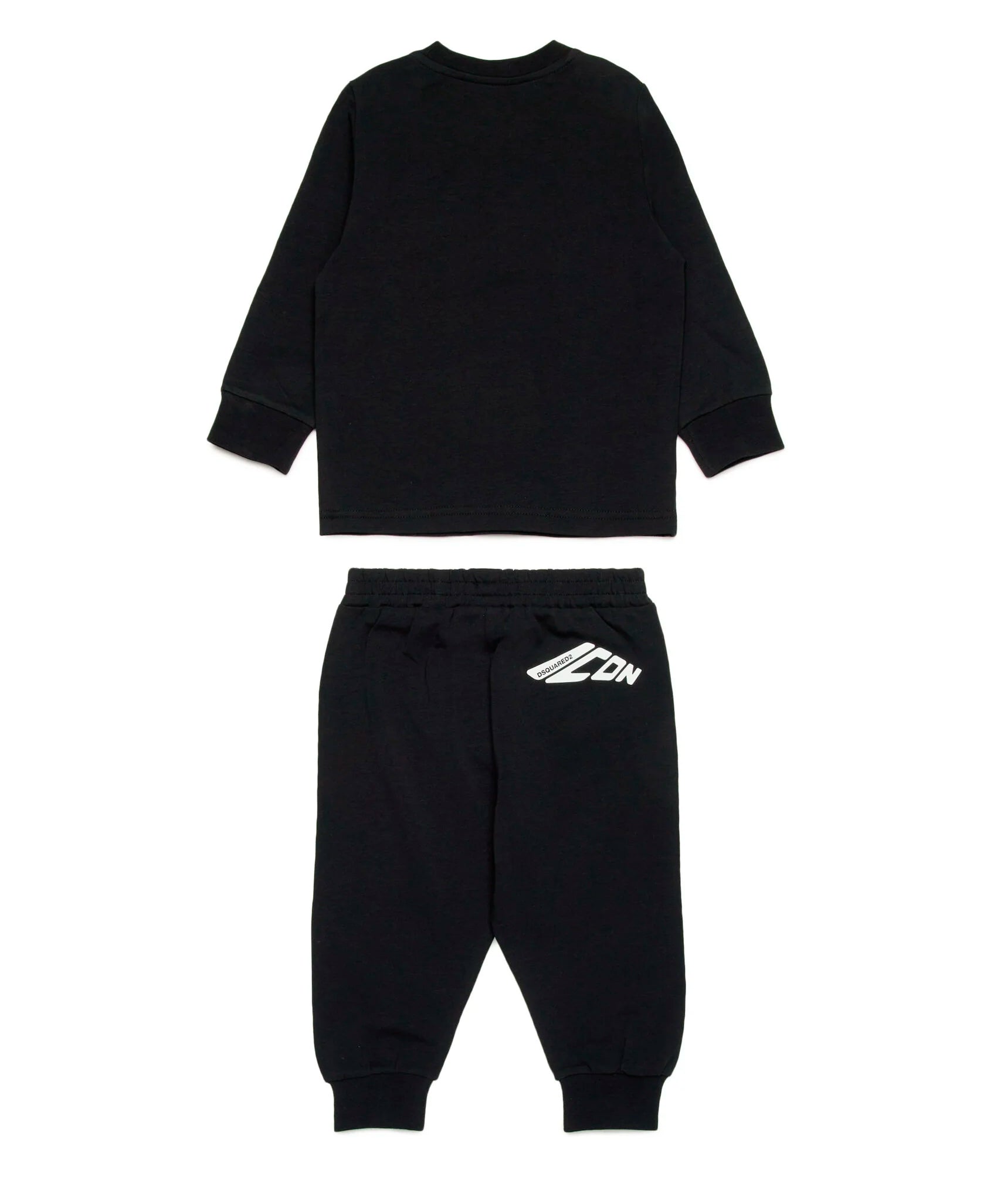 Dsquared2 Kids Completo Nero con Stampa Logo a Contrasto Bianca per Neonati