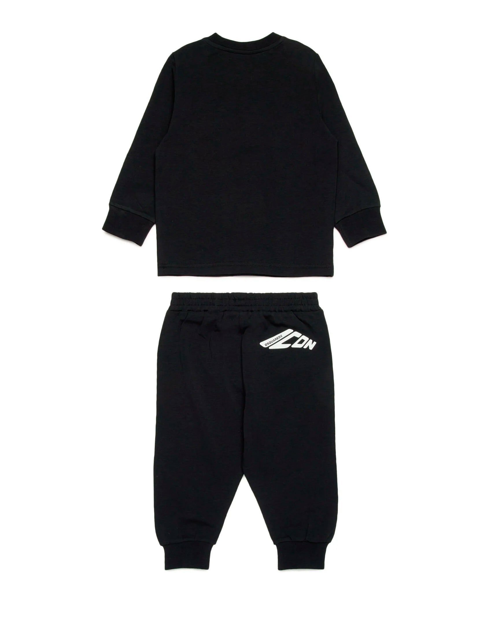 Dsquared2 Kids Completo Nero con Stampa Logo a Contrasto Bianca per Neonati