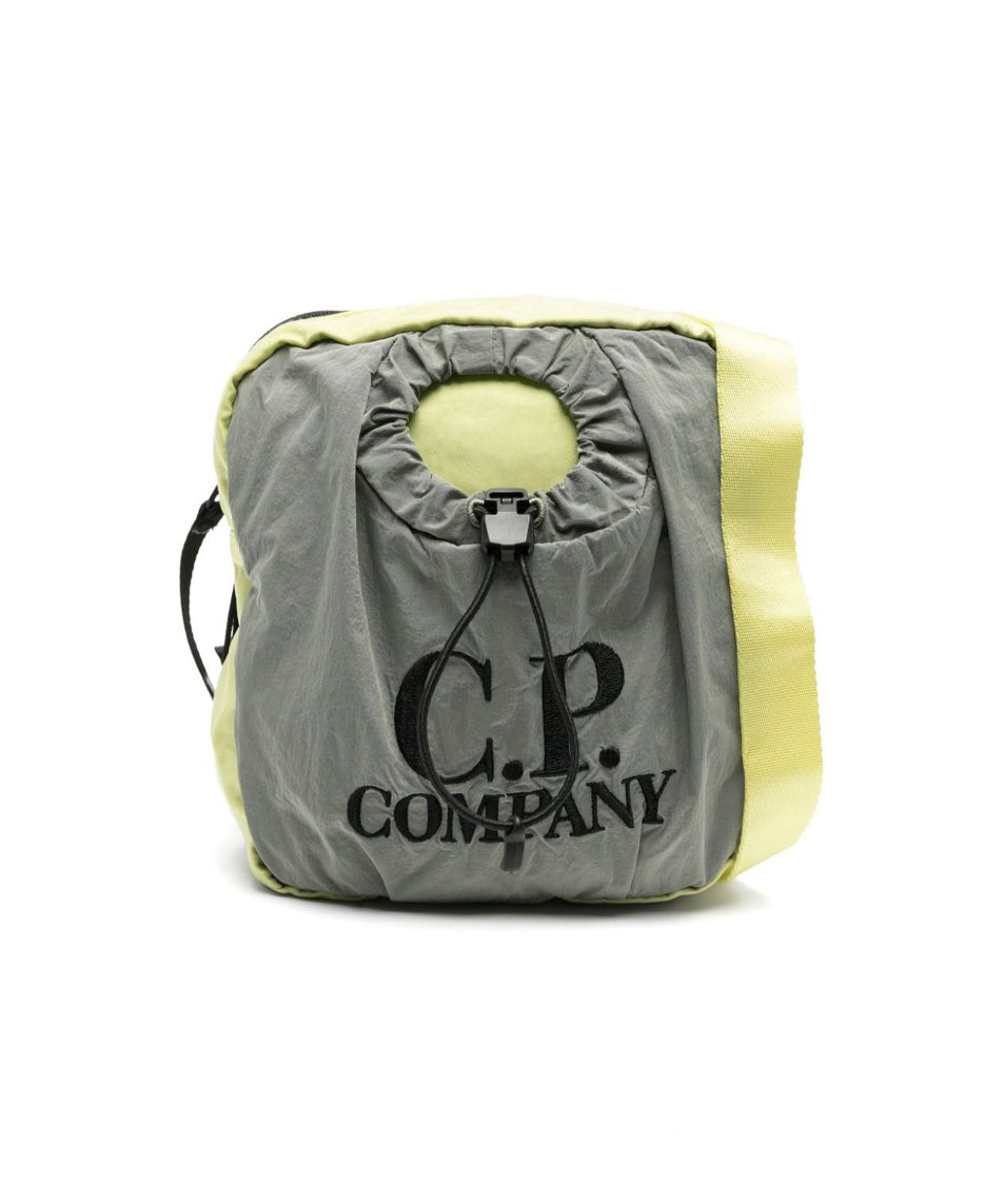 C.P. Company Kids Borsa a Spalla Verde con Ricamo per Bambini(FRONTE)