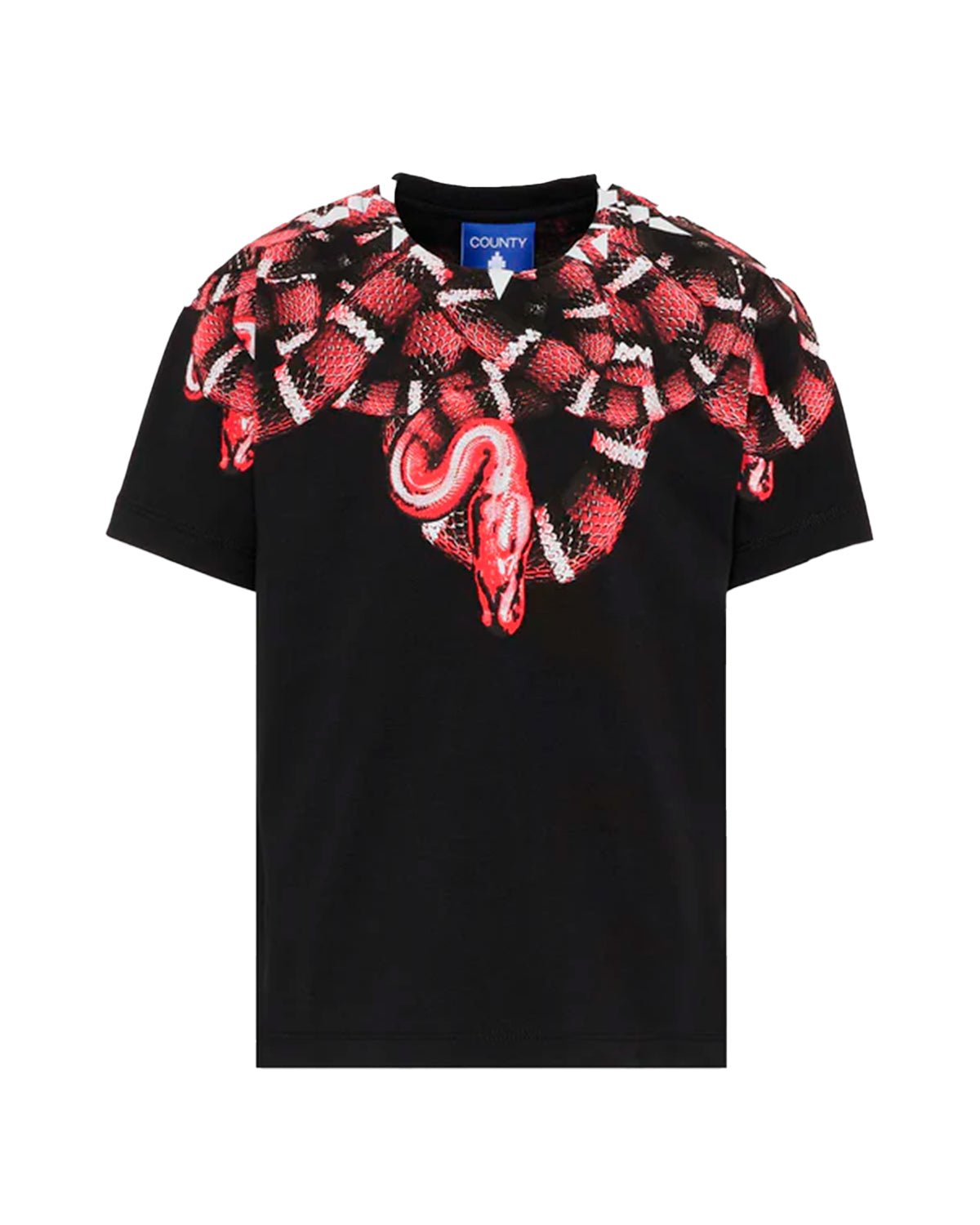 Marcelo Burlon County Of Milan Kids T-Shirt Nera con Stampa Snake Rossa per Bambini